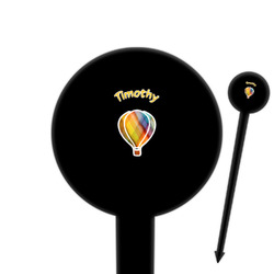 Watercolor Hot Air Balloons 6" Round Plastic Food Picks - Black - Single Sided (Personalized)