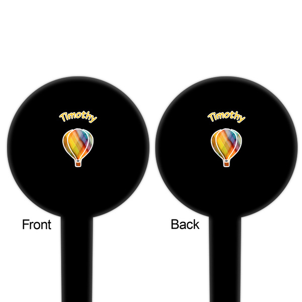 Watercolor Hot Air Balloons Black Plastic 6" Food Pick - Round - Double Sided - Front & Back