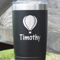 Watercolor Hot Air Balloons 20 oz Stainless Steel Tumbler - Black - Single Sided (Personalized)