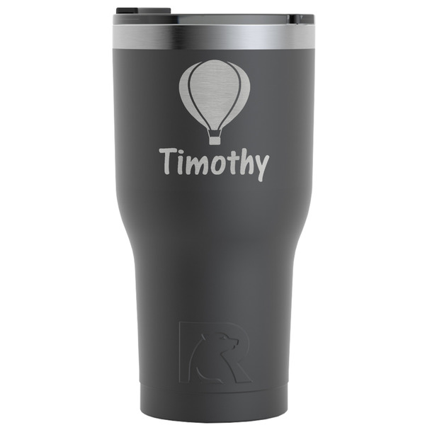 Custom Watercolor Hot Air Balloons RTIC Tumbler - Black - Engraved Front (Personalized)