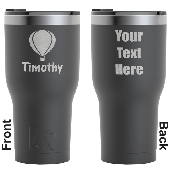 Custom Watercolor Hot Air Balloons RTIC Tumbler - Black - Engraved Front & Back (Personalized)
