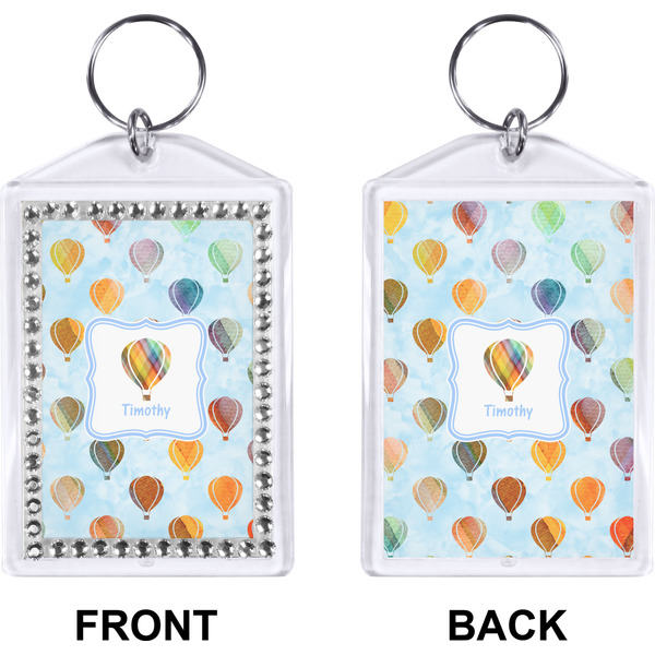 Watercolor Hot Air Balloons Bling Keychain (Front + Back)