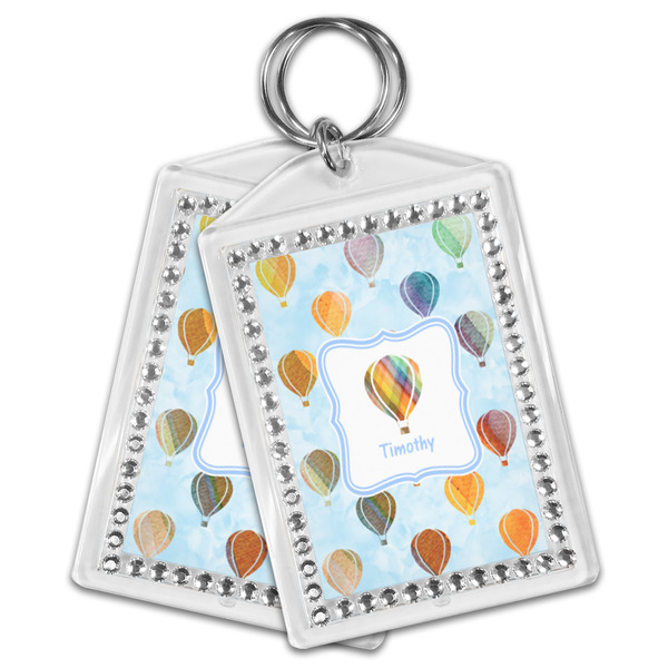 Watercolor Hot Air Balloons Bling Keychain - MAIN