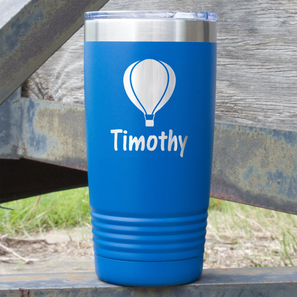Custom Watercolor Hot Air Balloons 20 oz Stainless Steel Tumbler - Royal Blue - Single Sided (Personalized)