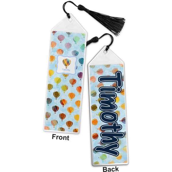 Watercolor Hot Air Balloons Bookmark with tassel - Front and Back