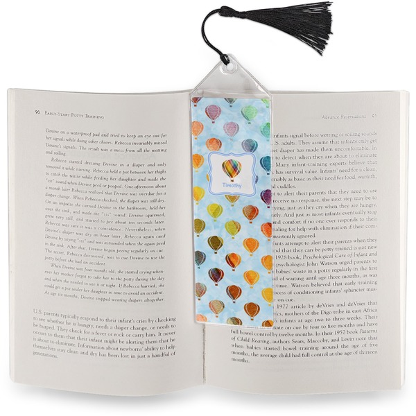 Watercolor Hot Air Balloons Bookmark with tassel - In book