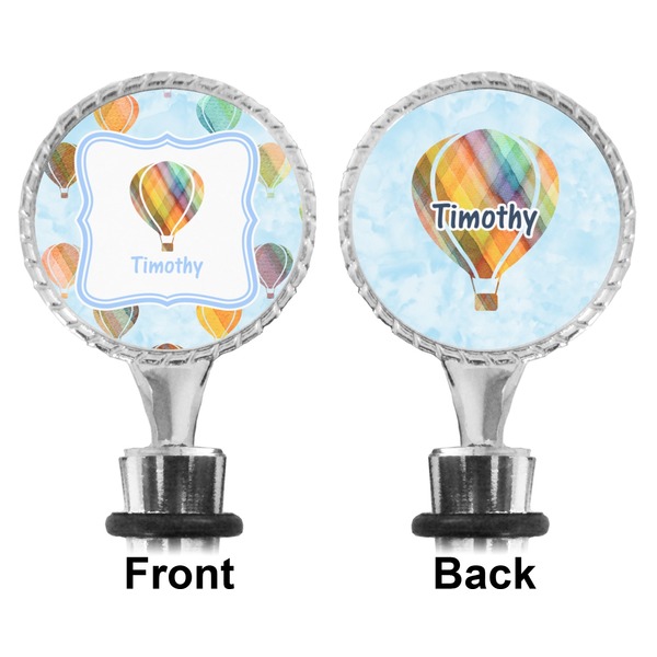 Watercolor Hot Air Balloons Bottle Stopper - Front and Back