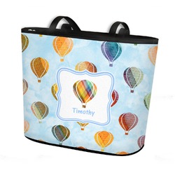 Watercolor Hot Air Balloons Bucket Tote w/ Genuine Leather Trim (Personalized)