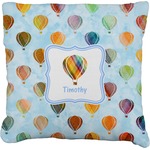 Watercolor Hot Air Balloons Faux-Linen Throw Pillow 16" (Personalized)