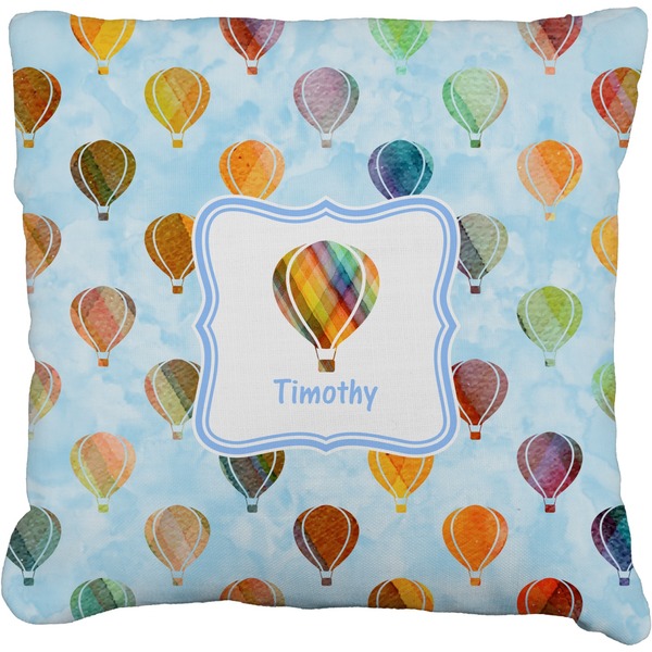 Custom Watercolor Hot Air Balloons Faux-Linen Throw Pillow 16" (Personalized)