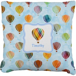 Watercolor Hot Air Balloons Faux-Linen Throw Pillow 18" (Personalized)