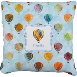 Watercolor Hot Air Balloons Faux-Linen Throw Pillow 20" (Personalized)