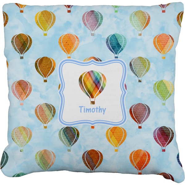 Custom Watercolor Hot Air Balloons Faux-Linen Throw Pillow 20" (Personalized)