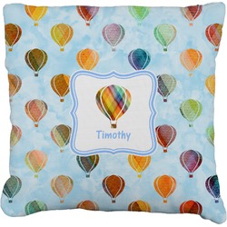 Watercolor Hot Air Balloons Faux-Linen Throw Pillow 26" (Personalized)