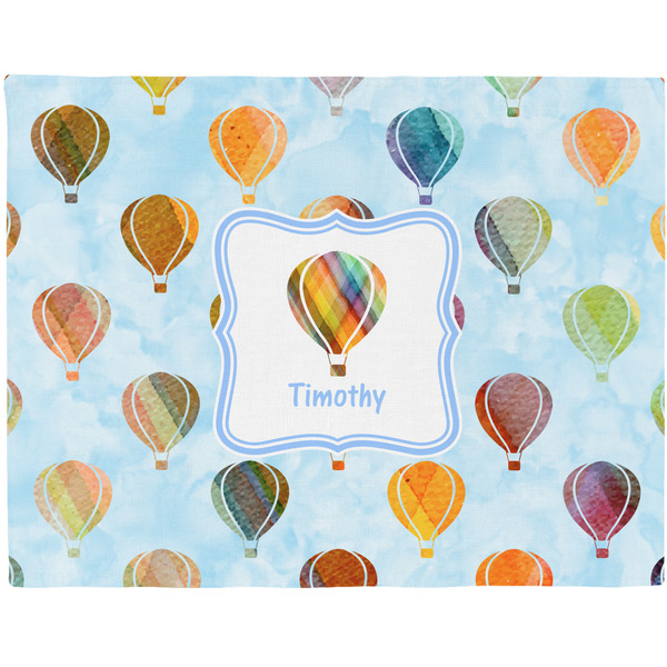 Custom Watercolor Hot Air Balloons Woven Fabric Placemat - Twill w/ Name or Text