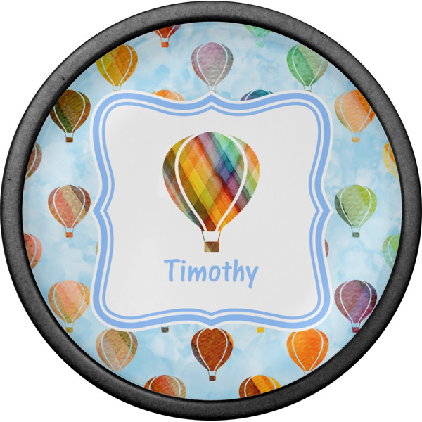 Watercolor Hot Air Balloons Cabinet Knob - Black - Front