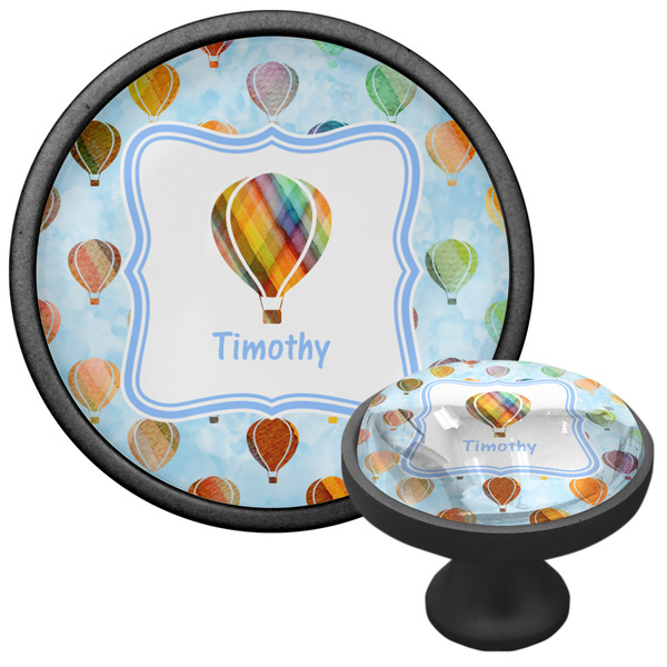 Watercolor Hot Air Balloons Cabinet Knob - Black - Multi Angle