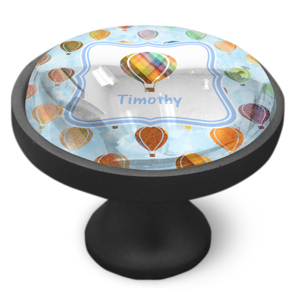 Watercolor Hot Air Balloons Cabinet Knob - Black - Side