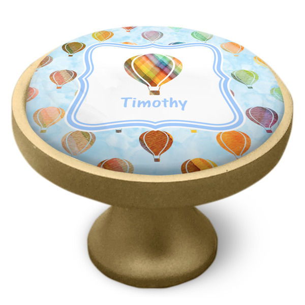 Watercolor Hot Air Balloons Cabinet Knob - Gold - Side