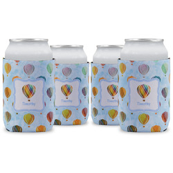 Watercolor Hot Air Balloons Can Cooler (12 oz) - Set of 4 w/ Name or Text