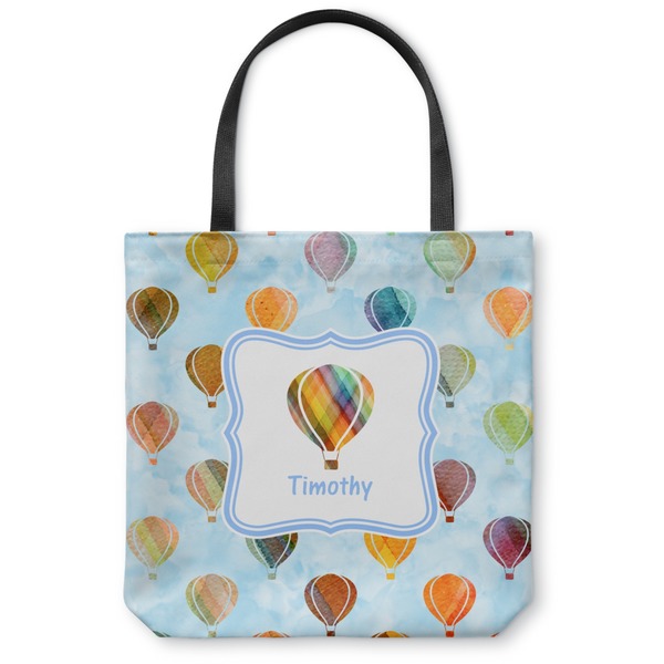 Custom Watercolor Hot Air Balloons Canvas Tote Bag (Personalized)