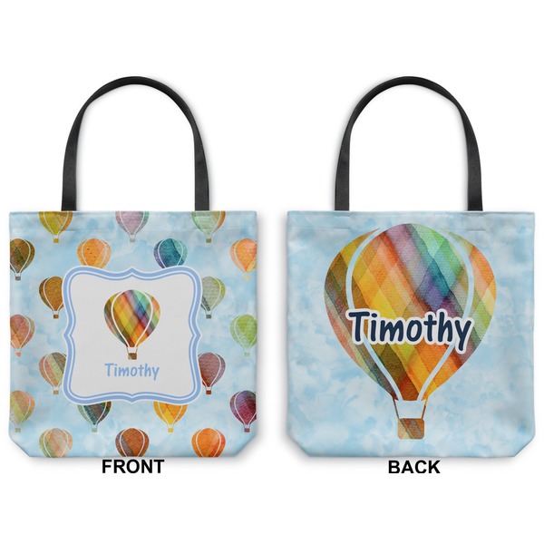 Watercolor Hot Air Balloons Canvas Tote - Front and Back