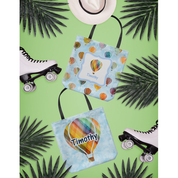 Watercolor Hot Air Balloons Canvas Tote Lifestyle Front and Back