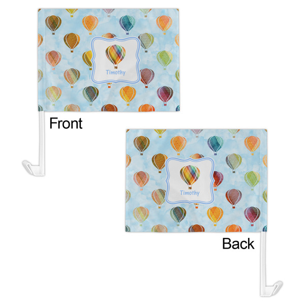Watercolor Hot Air Balloons Car Flag - 11" x 8" - Front & Back View