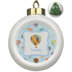Watercolor Hot Air Balloons Ceramic Ball Ornament - Christmas Tree (Personalized)