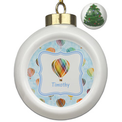 Watercolor Hot Air Balloons Ceramic Ball Ornament - Christmas Tree (Personalized)