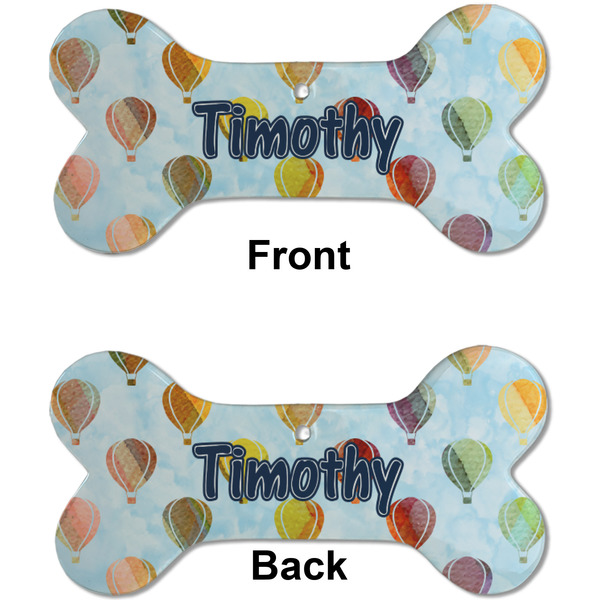 Watercolor Hot Air Balloons Ceramic Flat Ornament - Bone Front & Back (APPROVAL)
