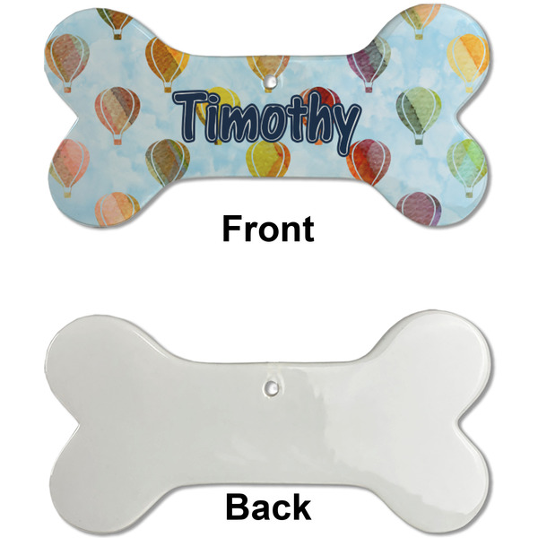 Watercolor Hot Air Balloons Ceramic Flat Ornament - Bone Front & Back Single Print (APPROVAL)