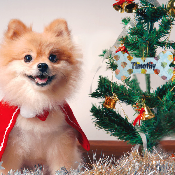 Watercolor Hot Air Balloons Ceramic Flat Ornament - Bone (LIFESTYLE)