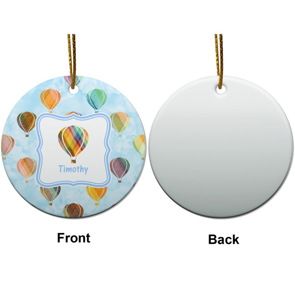 Watercolor Hot Air Balloons Ceramic Flat Ornament - Circle Front & Back (APPROVAL)