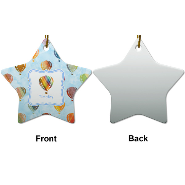 Watercolor Hot Air Balloons Ceramic Flat Ornament - Star Front & Back (APPROVAL)