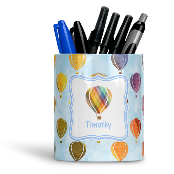 Custom Watercolor Hot Air Balloons Ceramic Pen Holder