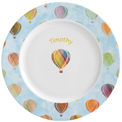 Watercolor Hot Air Balloons Ceramic Dinner Plates (Set of 4) (Personalized)
