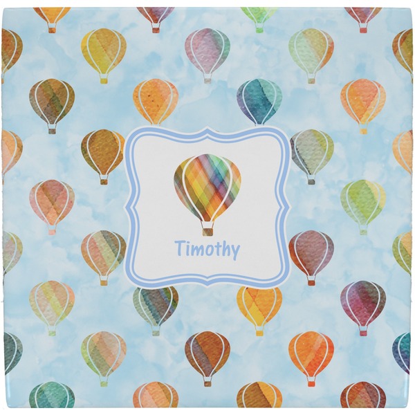 Custom Watercolor Hot Air Balloons Ceramic Tile Hot Pad (Personalized)