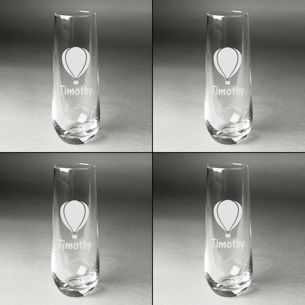 Watercolor Hot Air Balloons Champagne Flute - Set of 4 - Approval