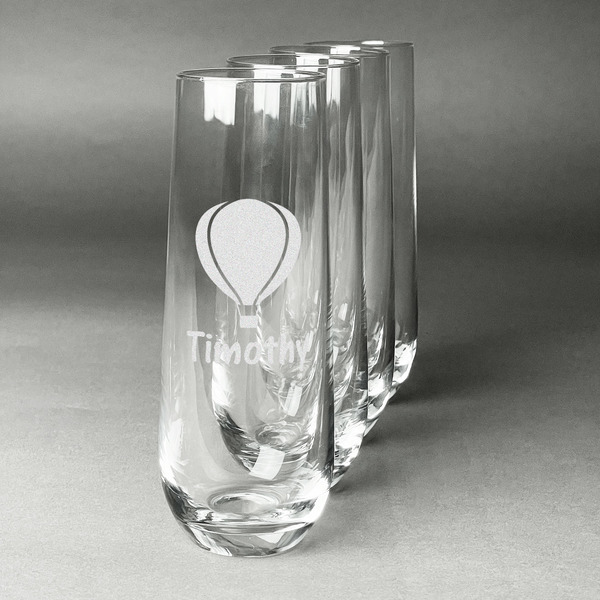 Watercolor Hot Air Balloons Champagne Flute - Set of 4 - Front/Main