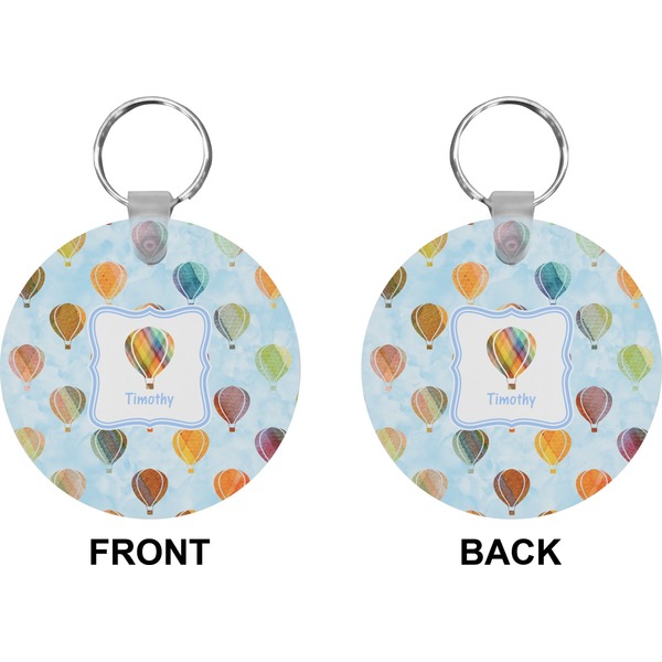 Watercolor Hot Air Balloons Circle Keychain (Front + Back)