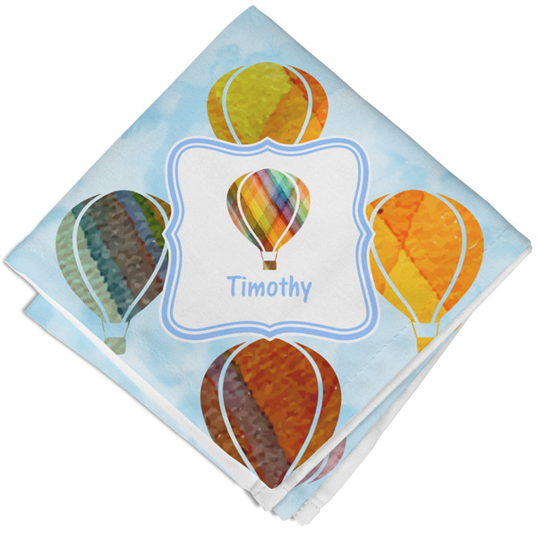 Custom Watercolor Hot Air Balloons Cloth Cocktail Napkin - Single w/ Name or Text
