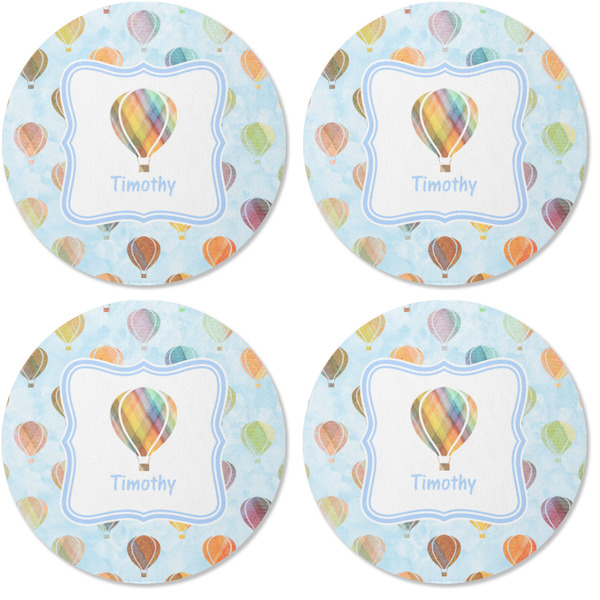 Watercolor Hot Air Balloons Coaster Round Rubber Back - Apvl