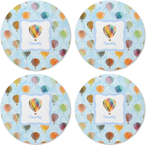 Watercolor Hot Air Balloons Coaster Round Rubber Back - Apvl
