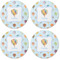 Watercolor Hot Air Balloons Coaster Round Rubber Back - Apvl