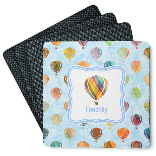 Watercolor Hot Air Balloons Coaster Rubber Back - Main