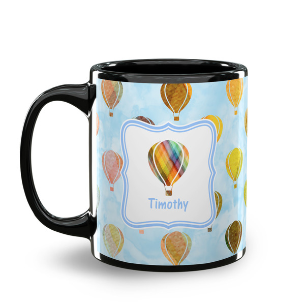 Watercolor Hot Air Balloons Coffee Mug - 11 oz - Black