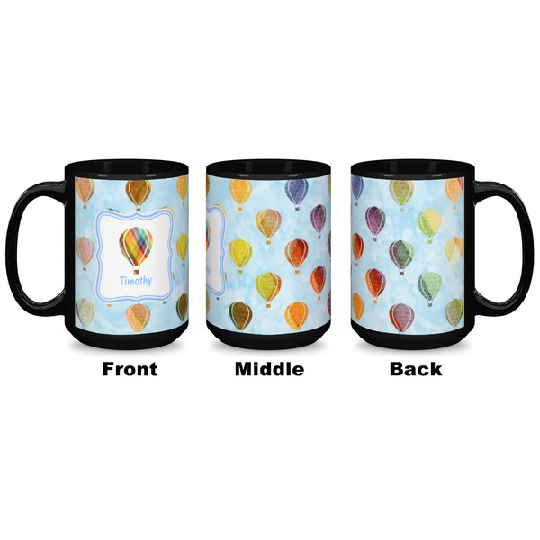 Watercolor Hot Air Balloons Coffee Mug - 15 oz - Black APPROVAL