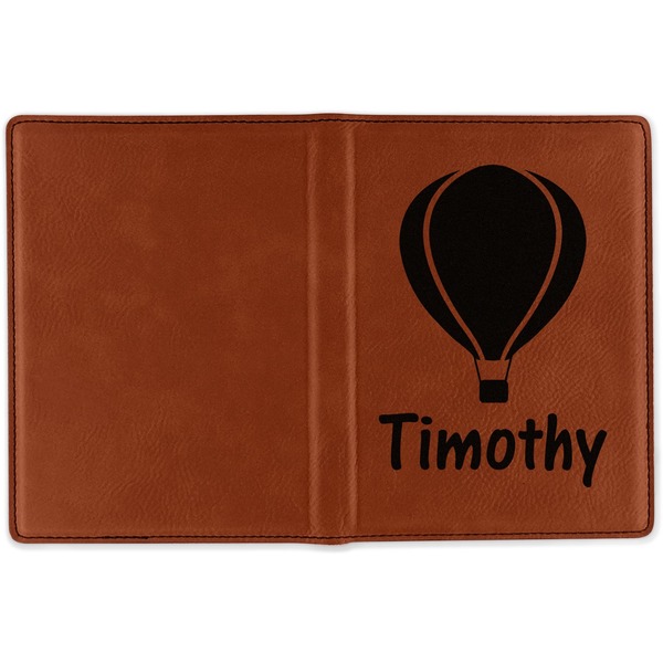 Watercolor Hot Air Balloons Cognac Leather Passport Holder Outside Single Sided - Apvl