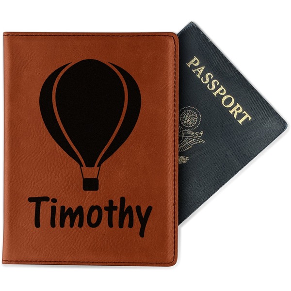 Custom Watercolor Hot Air Balloons Passport Holder - Faux Leather (Personalized)